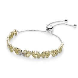 NEW 2021 100% 925 Sterling Silver Golden Butterfly Bracelet Fit DIY Original Fshion Jewelry Gift