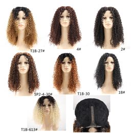 Synthetic Deep Wave Lace Hair Wigs Glueless Kinky Curly 16Inch Natural Piano Color For Black Women Daily Wig By Fashion Iconfactory direct