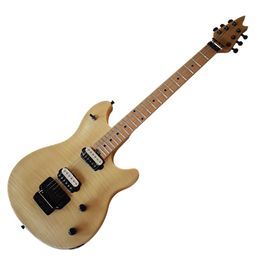 Factory Outlet-6 Strings Natural Wood Colour Electric Guitar with Floyd Rose,Maple Fretboard,Flame Maple Veneer