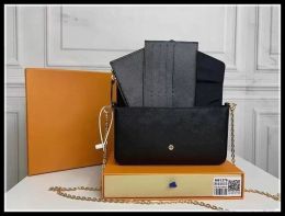Designers 3 pcs set Shoulder bags Luxurys women chain strap Crossbody Purse Messenger bag Ladies Handbags wallets With Box Date code