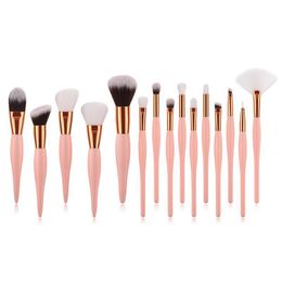 2021 15pcs/set Makeup Brushes Kit Pink Gold Handle Soft Synthetic Hair Professional for Eyeshadow Foundation Lip Brow Blending Tools