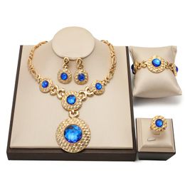 Earrings & Necklace 2021 Nigerian Wedding Design Jewellery Set Wholesale African Beads Dubai Gold Colourful Brand