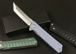 New Flipper Folding Knife 8Cr14Mov Satin Tanto Point Blade G10 + Stainless Steel Sheet Handle Ball Bearing Fast Open EDC Pocket Knives