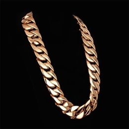 Punk 316 StainlDubai Gold Cuban Chain Necklace For Men Hyperbole 72cm Long Heavy Chunky Statement Necklace X0509