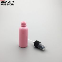 50ml 50 pcs/lot empty pink round Plastic Pump Spray Bottle Makeup for women Cosmetic Cute Tool Storing Perfumegood high qualtity