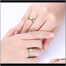 Jewelryfashion Couple Rings Woman Zirconia Set Man Wedding Engagement Ring Lover Gifts Alloy Aessories Drop Delivery 2021 8Zj70