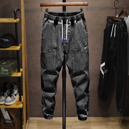 2021 New Summer Solid Cotton Casual Baggy Jeans Uomo Denim Jogging Streetwear Harem Jeans Pantaloni Big Size 6XL 7XL 8XL Y0927