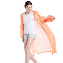 Reutilizável PEVA Light Raincoat Adulto Clear Camping Hooded Rainwear Terno Engrossado Água Prova Água Transparente Rain Ponchos Casaco Outdoor Travel Tr0050