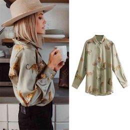 Snican Leopard Print Women Shirts Satin Long Sleeve Formal Office Ladies Blouse Za Camisa Vintage Camisas Mujer Invierno 210323