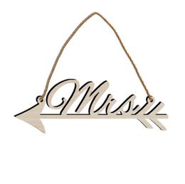 Party Hemp Rope Pendant Arts Crafts Widget Letter MR And MRS Wood Pendans Arrow Signpost Wedding Celebration Decorate SN2556