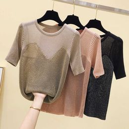 Sexy O-Neck Lace Up Pullover And Sweater Knit Tops Fashion Summer Sweater Women Chic Slim Soft thin Jumper Pull Femme 210604