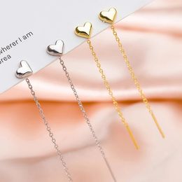 Korean Dangle Earring Geometric block Heart Long Tassel Bar Drop Earrings For Women Minimalism Ear Line Kpop Jewellery Gift