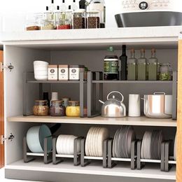 Kitchen Cabinet Storage Shelves Plates Dishes Chopping Board Rack Bowl Cup Holder Multifunction Closet Organizer 211112