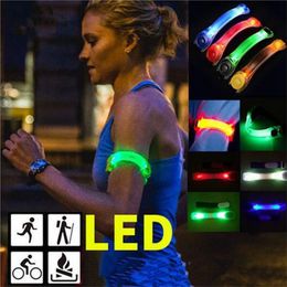 Outdoor LED Gadgets Warning Arm Belts Strap Sport Jogging Running Cycling Safety Bands Steady Flashing Luminous Glare Glow Light Armband