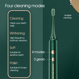 Oral Irrigators Quiet USB Fast Rechargeable 4 Mode IPX7 Waterproof Gum Care Cleaning Whitening Teeth Adult Smart Sonic Electric Toothbrush