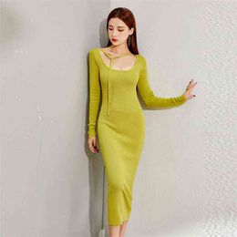 spring and summer style elegant sexy fashion thin retro slim wrap buttocks round neck office party for women dresses 210602