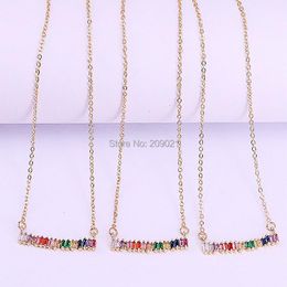 Pendant Necklaces Trendy 10Pcs Top Quality Gold Color Cubic Zirconia CZ Micro Pave Curved Bar Charm For Women
