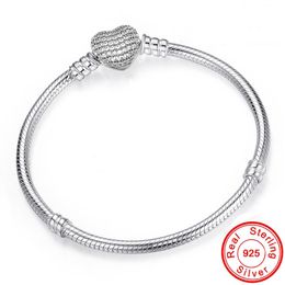 Vecalon Never fade Fine 16-23cm 925 Sterling Silver Snake Chain Bracelet Fit Original Charm Bangle for Women DIY Jewelry Making