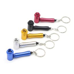Tobacco Pipe Creative Portable Flashlight Modelling Smoking Pipes With Keychain Mini Metal Aluminium Removable Smoke Accessories