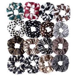 Winter Hair Scrunchies Accessories Brushed Thick Ladies Large Intestine Plaid Ties Striped Hairbands Women Ponytail Holder Rope