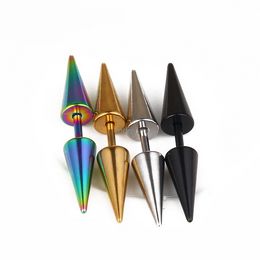 Hip Hop Steel Spike Stud Earrings Allergy Free Stainless Gold Black Rainbow Nail Ear Rings Puncture Piercing Body Jewellery for Women Men Will and Sandy