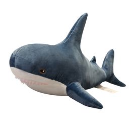 80/100cm Big Size Funny Soft Bite Shark Plush Toy Pillow Appease Cushion Gift For Children 210728