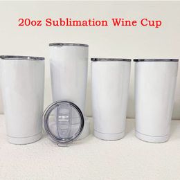 20oz Sublimation Coffee Mugs With Sealed Lids Travel Car Tumbler Cups Stainless Steel Vacuum Wine Cup For Outdoor 0228