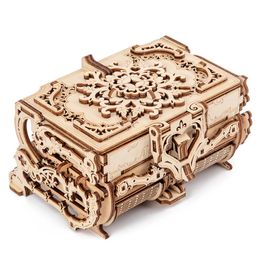 Laser Cutting 3D Assembled Creative DIY Puzzle Wooden Mechanical Transmission Antique Jewellery Box Model Toy Gift