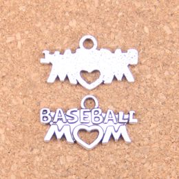 57pcs Antique Silver Bronze Plated baseball mom heart Charms Pendant DIY Necklace Bracelet Bangle Findings 15*27mm