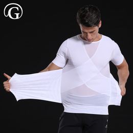 Men Slimming Shaper Posture Tops Male Belly Abdomen Corrector Compression Body Building Chest Tummy Shirt Corset Prayger Mesh
