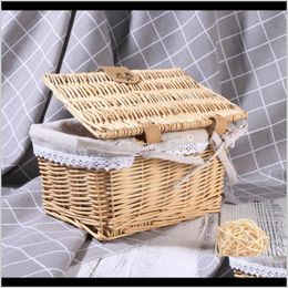 Baskets Housekeeping Organisation Home Gardenrural Style Wicker Storage Box With Lock Creative Fabric Lining Container Case Organiser Orig