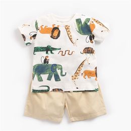 Summer Baby Boy Clothes Kids Boys Animal Printed Sets Clothing Suit T-Shirt + Shorts Children 210521