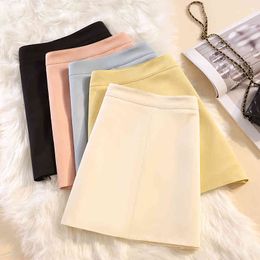 Arrival Summer Women Casual Solid White Pink Slim High Waist Mini Skirts Sweet A-line Skirts 210515