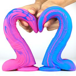 Anus Orgasm Colourful Soft Long Penis Big Dildo Realistic No Vibrator Suction Cup sexy Toys for Woman Lesbian Female Masturbation