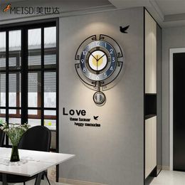 MEISD Wall Clock Vintage Wall Watch Pendulum Blue Horloge Decor on the Wall Modern Living Teenage Room Decoration 211110