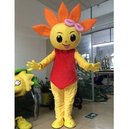 Halloween Yellow Sunflower Mascot Costume Top quality Cartoon theme character Carnival Festival Fancy dress Xmas Adults Size Birthday Party Outdoor Outfit