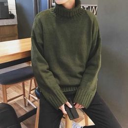 Autumn Winter Men's Thickened Black Turtleneck Solid Sweater Fashion Warm Christmas Bottom Long Sleeve Knitted Pullover Clothes Y0907