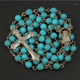 Pendant Necklaces 6MM Loose Item Rosary Necklace. Star Santa Maria Prays Cross Rose Christmas Gifts