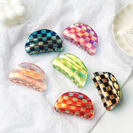 Korean Exquisite Checkered Hair Claw Clip Acrylic Acetate Black White Mosaic Grid Plaid Hair Clips Clamp Grab Hair Accessories