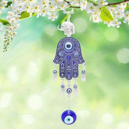 Decorative Objects & Figurines Turkish Blue Evil Eye Amulets Hand Wall Protection Hanging Lucky Pendant Wind Chimes Garden Home Decorations