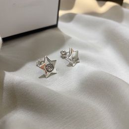 women real 925 sterling silver earrings cute cat style pentagram stud classic fashion Jewellery