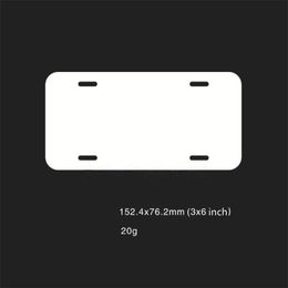 Retail Supplies Sublimation Licence Plate Thermal Transfer Printing Aluminium Alloy White Blank Sheet 4 Holes Plates Wholesale A02