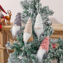 Hanging Gnome Christmas Tree Decorations Handmade Swedish Tomte Xmas Plush Doll Ornaments Home Decor JJA9437