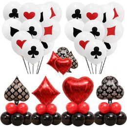 Party Decoration Casino Theme Decor Poker Latex Balloon Set Las Vegas Birthday Wedding Spades Clubs Diamonds Aluminium Balloons