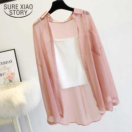 Blusa Women Thin Coat Casual Summer Sun Protection Clothes Female Cardigan Shirt Clothing Tops Blouse for Woman Covers 9932 210527