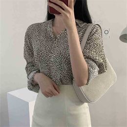Leopard Female Blouses Animal Printed Tops All Match High Quality Brief Office Lady Large Size Chic Shirts 210525