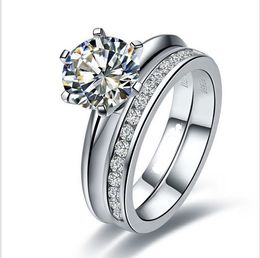 Brilliant 2Ct Diamond Set Rings Top Quality Solid Platinum 950 Ring White Gold Wedding Jewelry