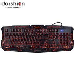 Russian Backlit Keyboard Crack Gaming LED USB Wired Colorful Breathing Waterproof Computer