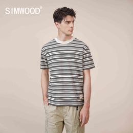 Summer 100% Cotton Striped T-shirt Unisex Men Women Casual Breton Top High Quality Oversize Tshirt SK170455 210629