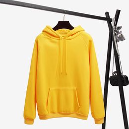 Women's Hoodies & Sweatshirts Women 2021 Autumn Winter Casual Hooded Long Sleeve Solid Loose Plus Size Pullovers Ladies Crop Tops